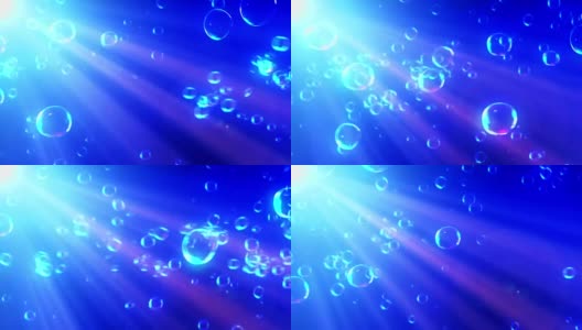 蓝色背景上的彩虹泡泡，循环，高清在线视频素材下载