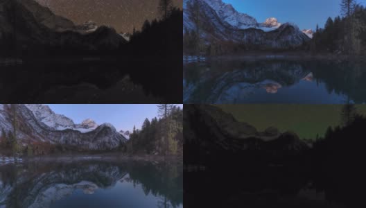 从星空到日出的雪山延时摄影高清在线视频素材下载