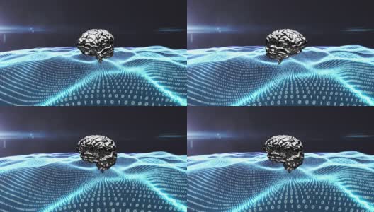 三维人脑模型与数字地形旋转的动画高清在线视频素材下载