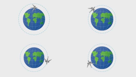 邮政动画与飞机绕地球行星高清在线视频素材下载