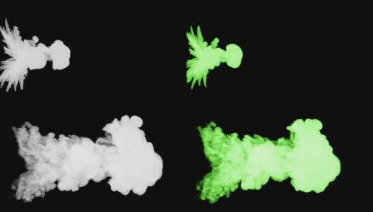 荧光鲜绿色水粉喷在水中，一滴墨即可。这是3d渲染镜头在墨色背景或墨色效果在合成与alpha通道，使用光磨高清在线视频素材下载