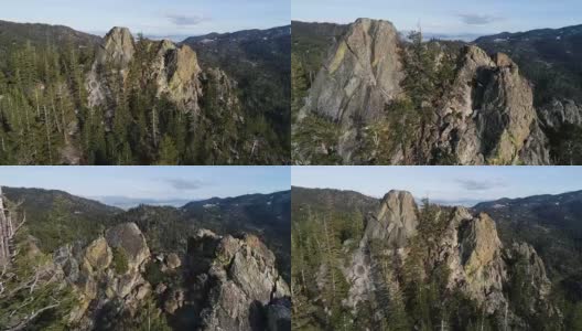 飞越山顶-内华达山脉无人机查看太浩湖，加州高清在线视频素材下载