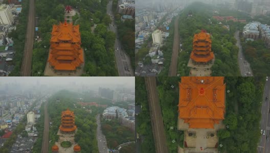 中国白天时间武汉市黄鹤寺交通公路铁路空中俯视图4k高清在线视频素材下载