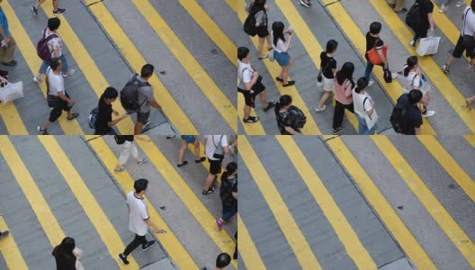 香港繁忙人行横道的慢镜头高清在线视频素材下载