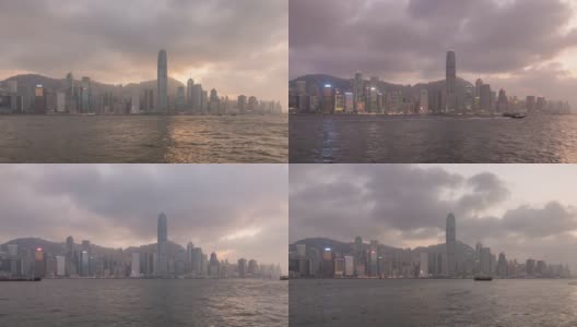 Time lapse of Hong Kong city skyline in China panorama高清在线视频素材下载