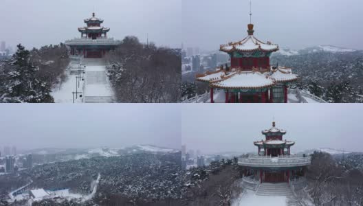 吉林雪山上的寺庙高清在线视频素材下载