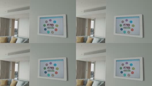 一个概念性的展示智能家居和家庭自动化控制器在现代移动应用高清在线视频素材下载