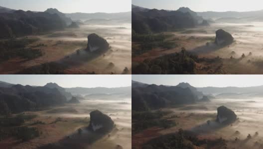 在泰国法耀省的富兰卡森林公园，从无人机上看到壮观的石灰岩山脉。高清在线视频素材下载