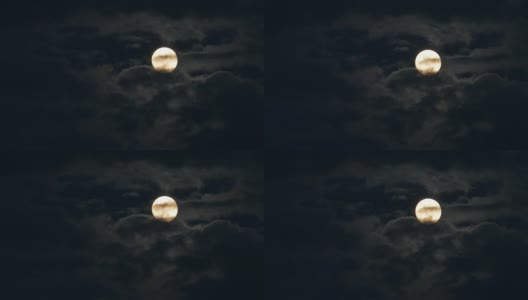 月亮和云飘过天空。高清在线视频素材下载