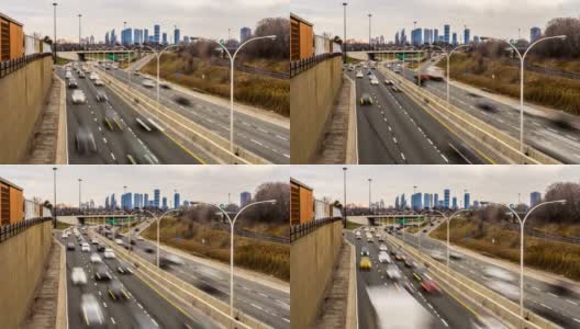 城市摩天大楼与汽车交通在多伦多高清在线视频素材下载