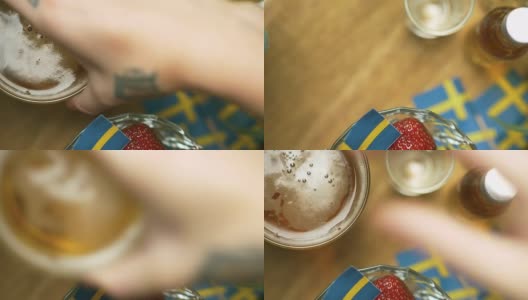 瑞典仲夏晚宴上的淡啤酒高清在线视频素材下载