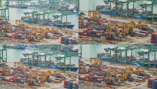亚洲港口的集装箱船高清在线视频素材下载