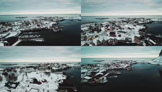 挪威莱因村的鸟瞰图高清在线视频素材下载