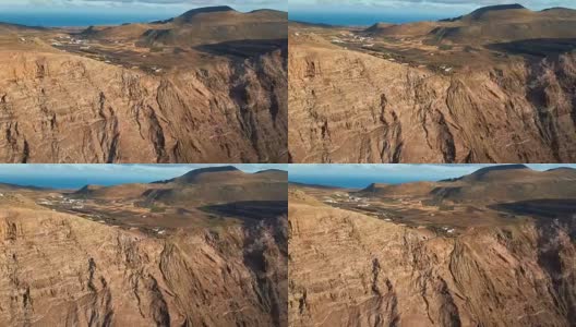 飞越西班牙加那利群岛兰扎罗特岛米拉多德尔里奥附近的吉纳特观点高清在线视频素材下载