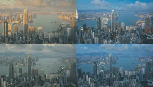 香港太平山顶白天黑夜的动作延时4k视频高清在线视频素材下载