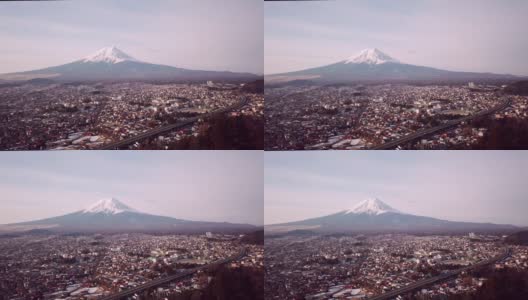 鸟瞰图视频4k。日本富士山的最佳观景地点是樱花塔寺。日本高清在线视频素材下载