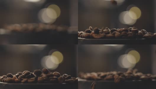 在工厂烘焙咖啡豆的镜头中淡出高清在线视频素材下载
