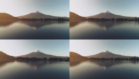 快速移动的富士山和川口湖，日本高清在线视频素材下载