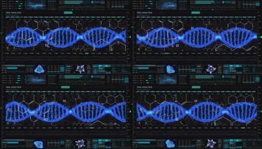 DNA链HUD UI配置元素医学信息图，虚拟技术元素高清在线视频素材下载