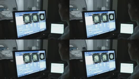 核磁共振，CT，医生看着监视器高清在线视频素材下载