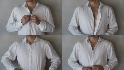 男人穿着白衬衫，带纽扣的衬衫。高清在线视频素材下载