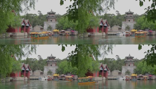 中国北京，颐和园和昆明湖高清在线视频素材下载