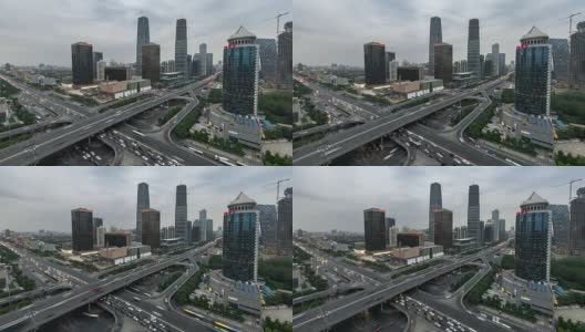 Time Lapse- Beijing Traffic and Beijing CBD Area (WS)高清在线视频素材下载