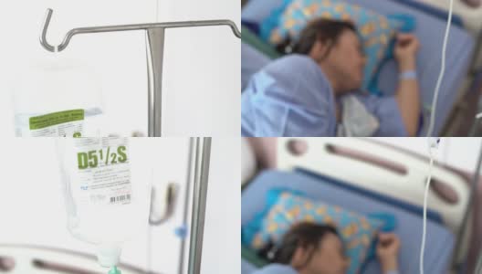 老年患者在床上呼吸氧气面罩高清在线视频素材下载