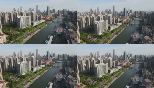 航拍天津城市风景全景图高清在线视频素材下载