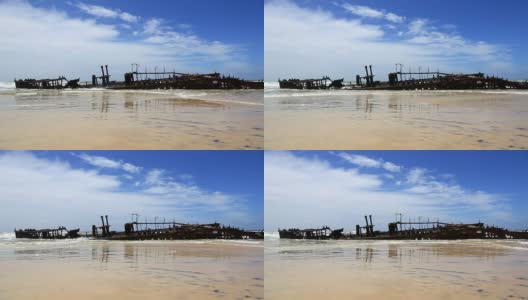 Maheno海难，弗雷泽岛，澳大利亚高清在线视频素材下载