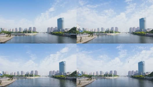 Skyline and modern buildings of tianjin at riverbank,time lapse.高清在线视频素材下载