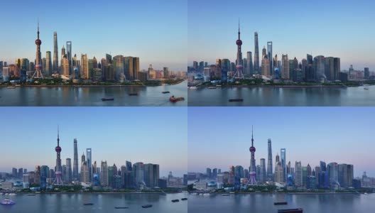 上海天际线从日落到夜晚高清在线视频素材下载