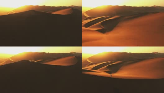 在广袤的沙漠中显得渺小高清在线视频素材下载