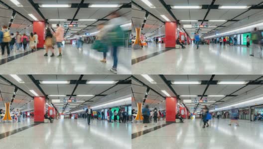 慢镜头:香港地铁车站的行人、旅客和游客高清在线视频素材下载