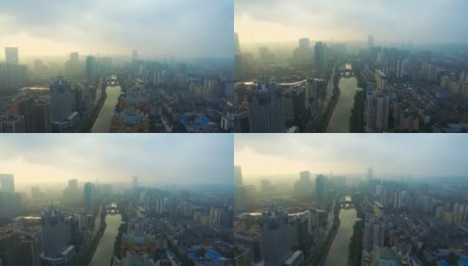 鸟瞰图的成都城市景观九岩桥高清在线视频素材下载