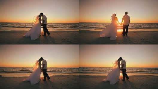 日落沙滩婚礼高清在线视频素材下载