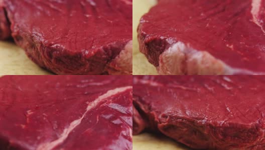 一块新鲜的生牛肉高清在线视频素材下载
