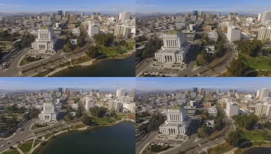 奥克兰加利福尼亚市中心城市天际线梅里特湖旧金山高清在线视频素材下载