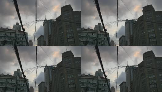 日落天空上海城市街道上的天空全景4k中国高清在线视频素材下载