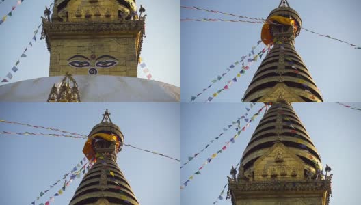 斯瓦扬布纳特佛塔-藏传佛教最神圣的佛塔(金刚乘)。加德满都,尼泊尔高清在线视频素材下载