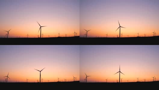 黄昏时的风力涡轮机高清在线视频素材下载