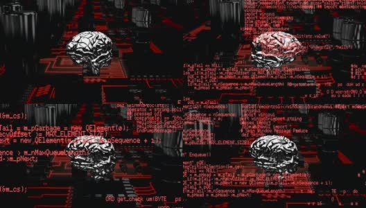 Brain and a digital circuit with program codes高清在线视频素材下载