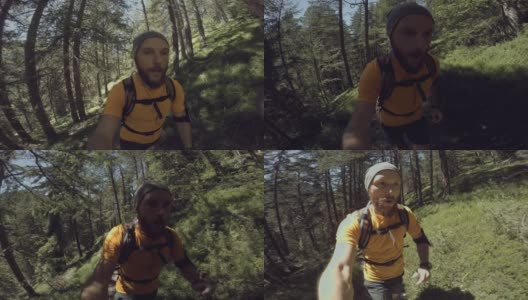 在山上奔跑的POV人小道:Dolomites高清在线视频素材下载
