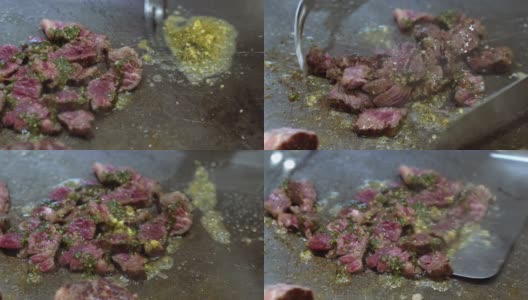 日本和牛烧烤铁板烧的主厨高清在线视频素材下载