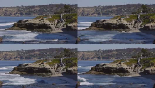 La Jolla California Ocean With Staircase (HD)高清在线视频素材下载