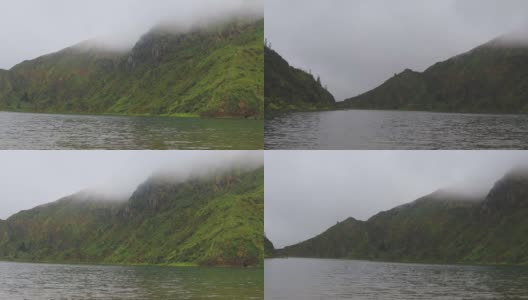 火泻湖(Lagoa do Fogo)，在一个多云的日子高清在线视频素材下载