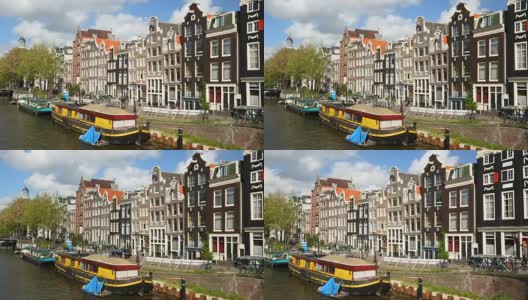 阿姆斯特丹天际线和运河，平移高清在线视频素材下载