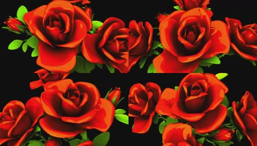 黑色背景下的红玫瑰花束高清在线视频素材下载