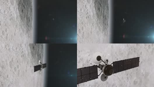 空间的研究。卫星绕月球运行高清在线视频素材下载