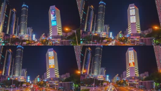 夜光深圳城市景观交通街道全景4k时间流逝中国高清在线视频素材下载